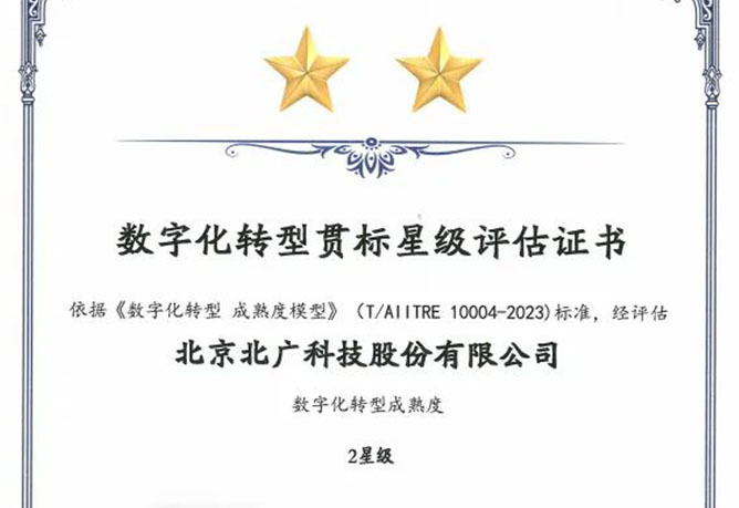 公司獲評首批數字化轉型貫标二星級評估企業